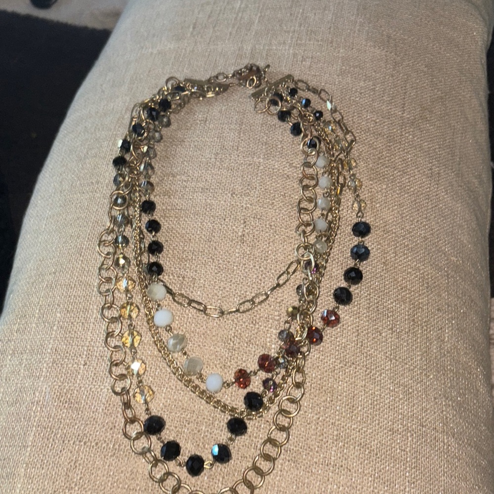 Elegant Gold and Black Multi-Layer Necklace